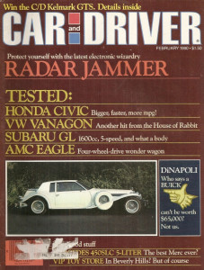 CAR & DRIVER 1980 FEB - DiNAPOLI, 450SLC, SKYLINE